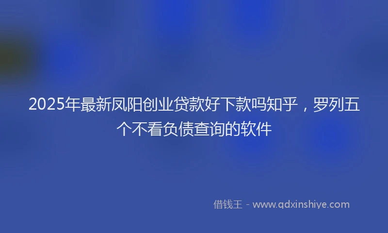 2025年最新凤阳创业贷款好下款吗知乎，罗列五个不看负债查询的软件