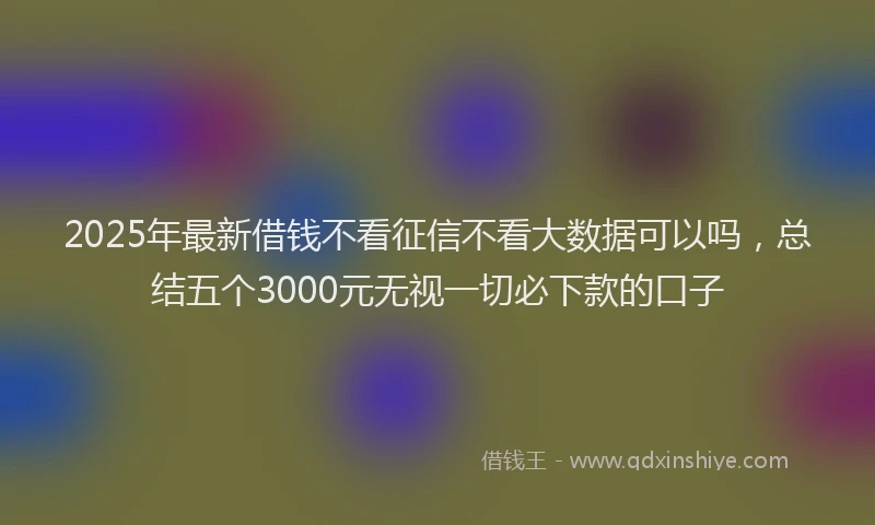 2025年最新借钱不看征信不看大数据可以吗，总结五个3000元无视一切必下款的口子