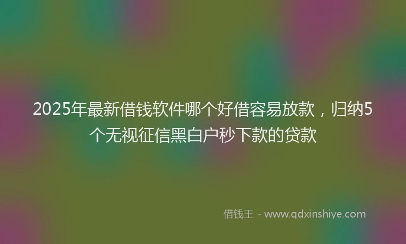 2025年最新借钱软件哪个好借容易放款，归纳5个无视征信黑白户秒下款的贷款