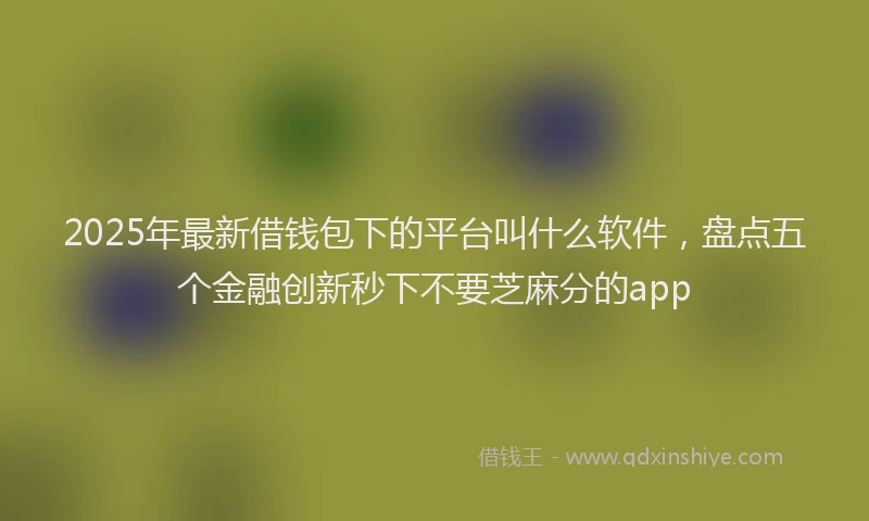 2025年最新借钱包下的平台叫什么软件，盘点五个金融创新秒下不要芝麻分的app