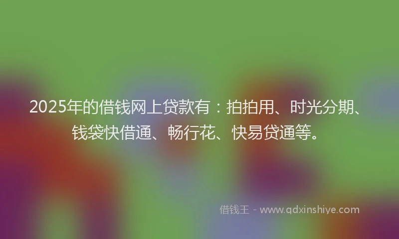2025年的借钱网上贷款有：拍拍用、时光分期、钱袋快借通、畅行花、快易贷通等。