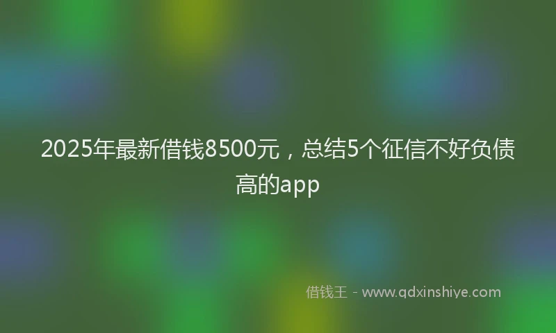 2025年最新借钱8500元，总结5个征信不好负债高的app