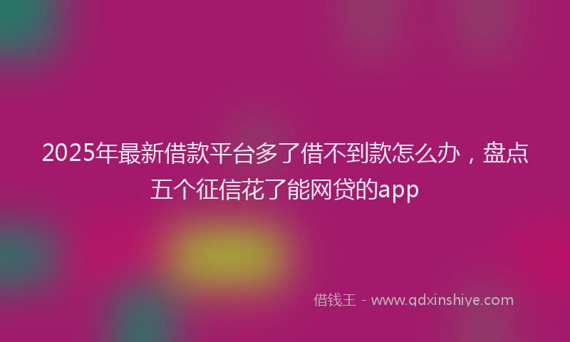 2025年最新借款平台多了借不到款怎么办，盘点五个征信花了能网贷的app