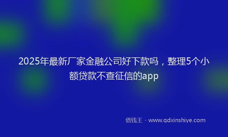 2025年最新厂家金融公司好下款吗，整理5个小额贷款不查征信的app