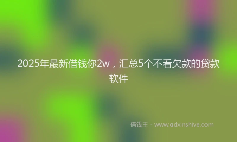 2025年最新借钱你2w，汇总5个不看欠款的贷款软件