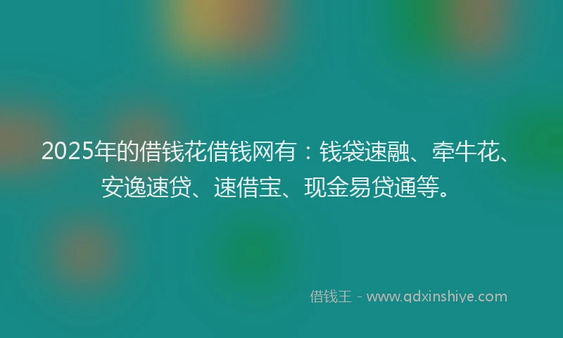 2025年的借钱花借钱网有：钱袋速融、牵牛花、安逸速贷、速借宝、现金易贷通等。