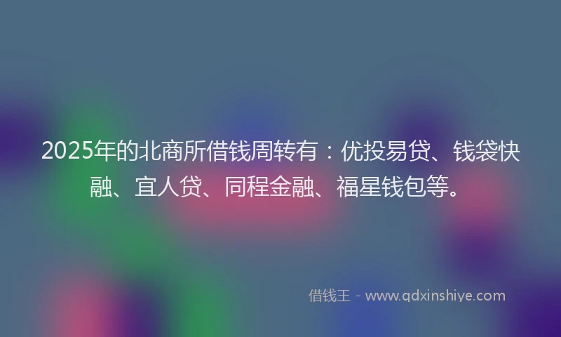 2025年的北商所借钱周转有：优投易贷、钱袋快融、宜人贷、同程金融、福星钱包等。