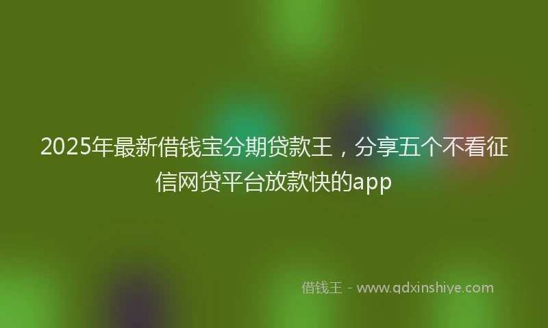 2025年最新借钱宝分期贷款王，分享五个不看征信网贷平台放款快的app