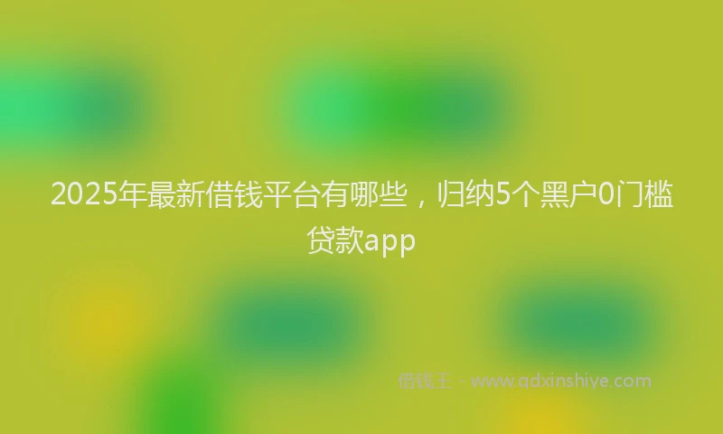 2025年最新借钱平台有哪些，归纳5个黑户0门槛贷款app