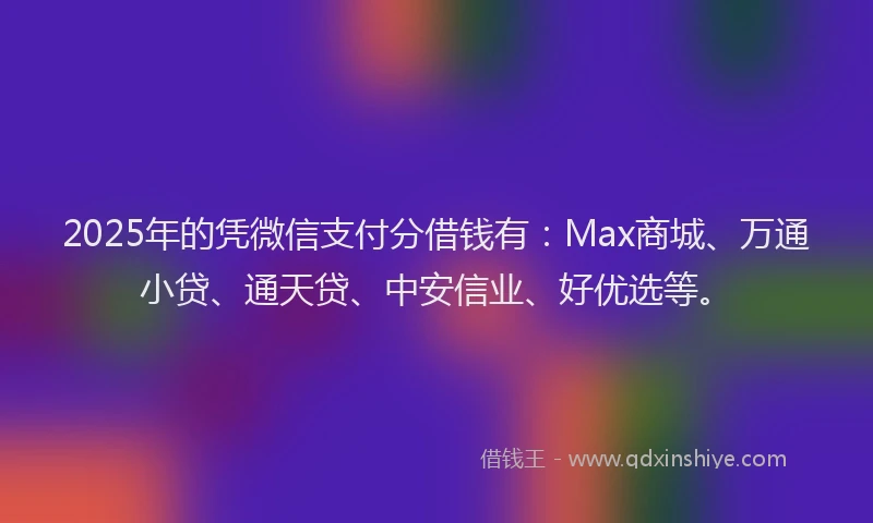 2025年的凭微信支付分借钱有：Max商城、万通小贷、通天贷、中安信业、好优选等。