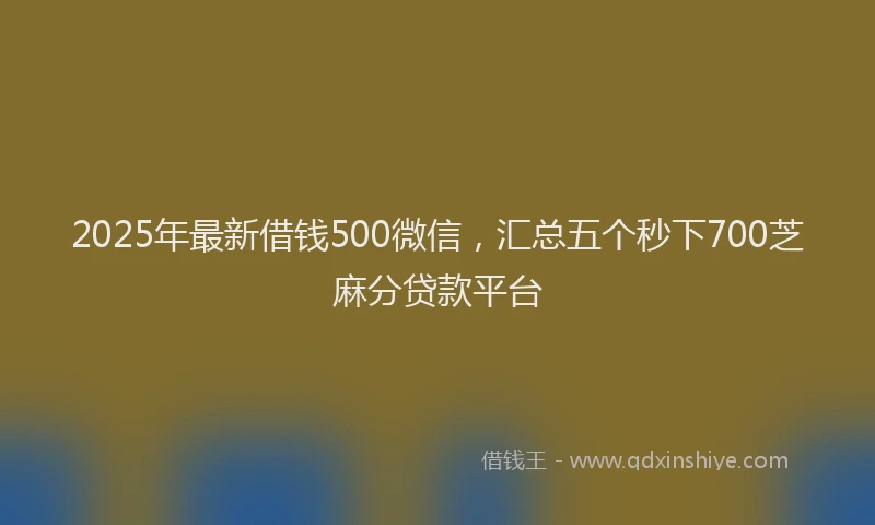 2025年最新借钱500微信，汇总五个秒下700芝麻分贷款平台