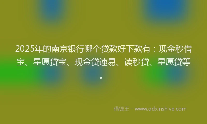 2025年的南京银行哪个贷款好下款有：现金秒借宝、星愿贷宝、现金贷速易、读秒贷、星愿贷等。