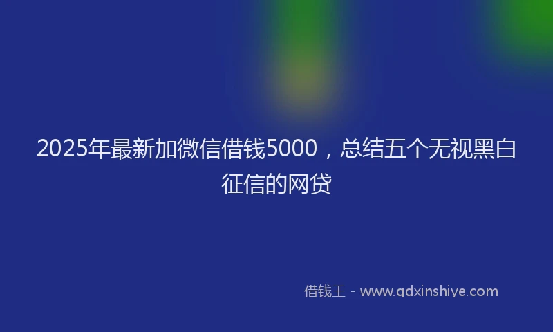 2025年最新加微信借钱5000，总结五个无视黑白征信的网贷