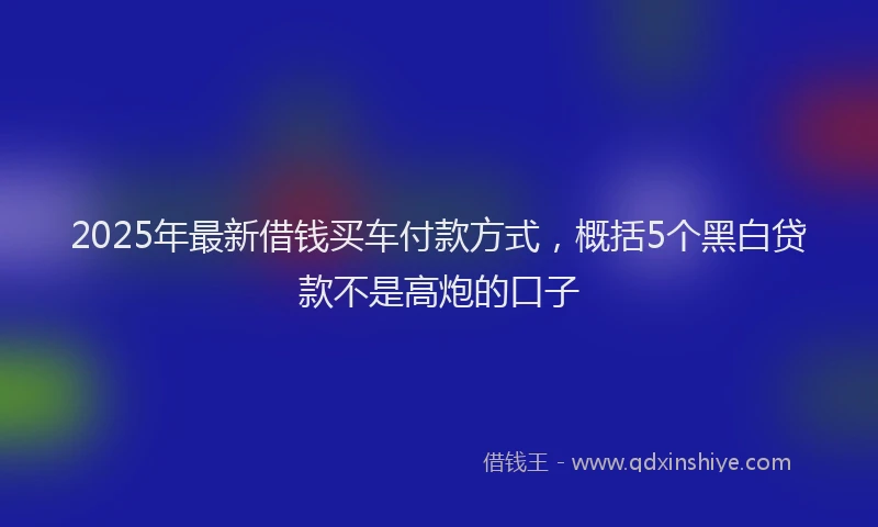 2025年最新借钱买车付款方式，概括5个黑白贷款不是高炮的口子