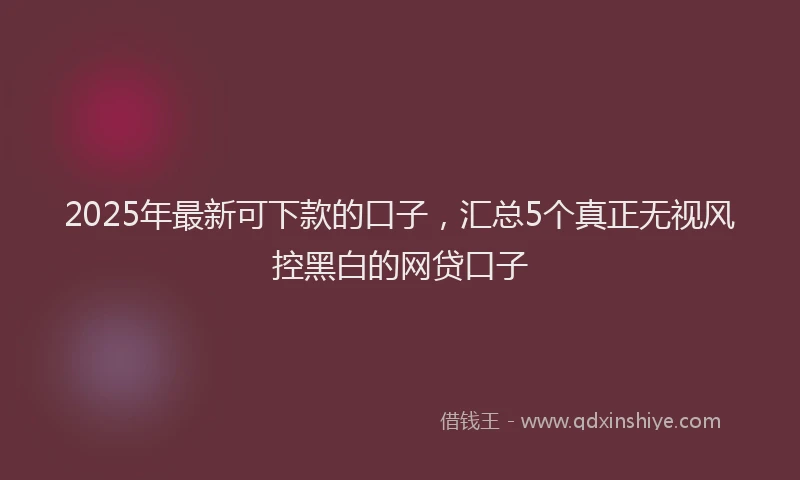 2025年最新可下款的口子，汇总5个真正无视风控黑白的网贷口子