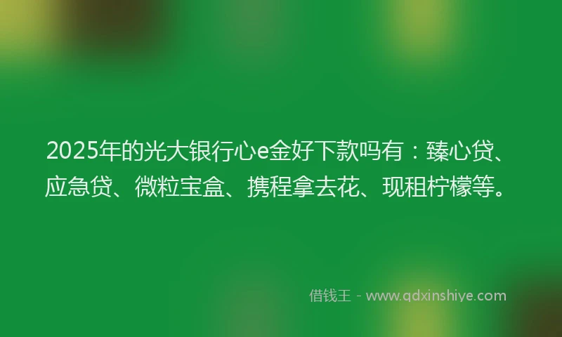 2025年的光大银行心e金好下款吗有：臻心贷、应急贷、微粒宝盒、携程拿去花、现租柠檬等。