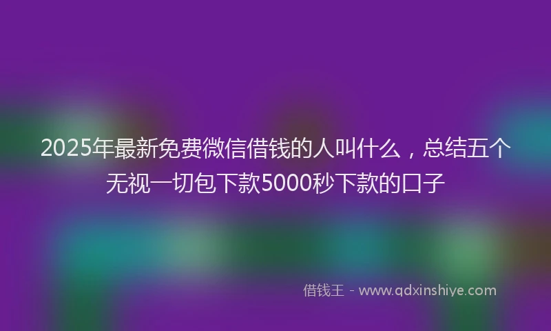 2025年最新免费微信借钱的人叫什么，总结五个无视一切包下款5000秒下款的口子