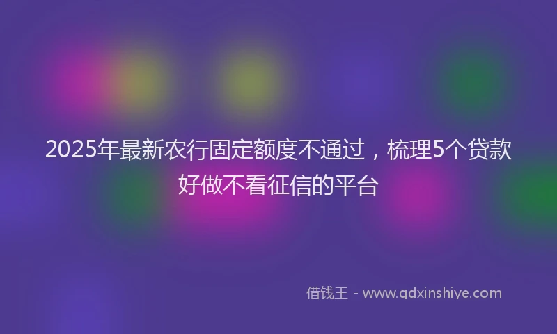 2025年最新农行固定额度不通过，梳理5个贷款好做不看征信的平台