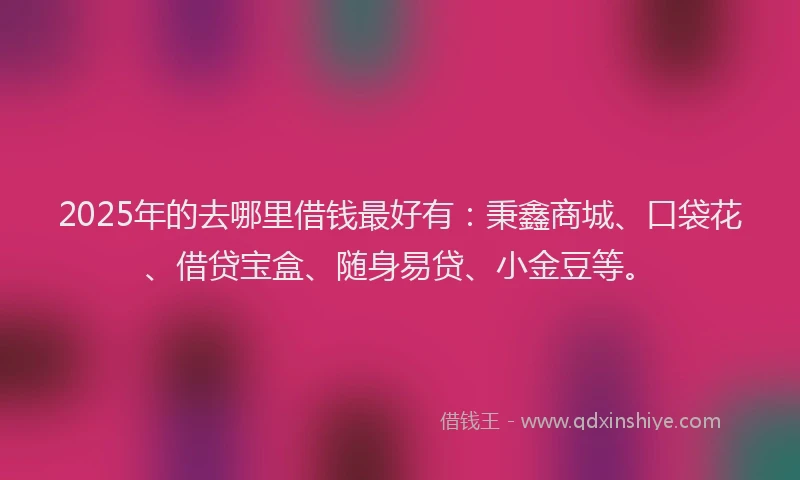 2025年的去哪里借钱最好有：秉鑫商城、口袋花、借贷宝盒、随身易贷、小金豆等。