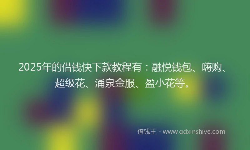 2025年的借钱快下款教程有：融悦钱包、嗨购、超级花、涌泉金服、盈小花等。