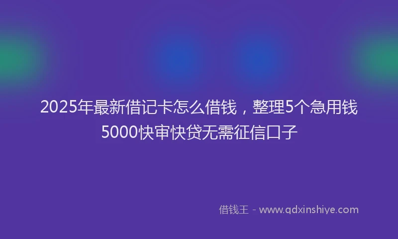 2025年最新借记卡怎么借钱，整理5个急用钱5000快审快贷无需征信口子