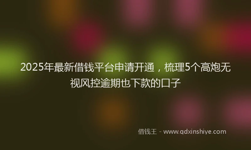 2025年最新借钱平台申请开通，梳理5个高炮无视风控逾期也下款的口子