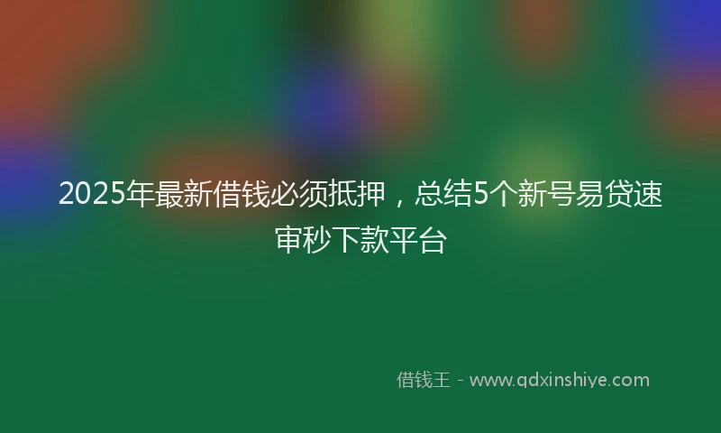 2025年最新借钱必须抵押，总结5个新号易贷速审秒下款平台