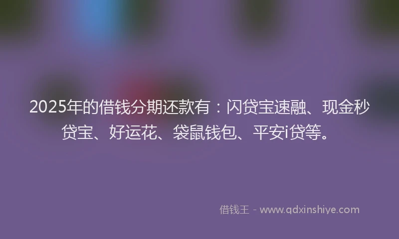 2025年的借钱分期还款有：闪贷宝速融、现金秒贷宝、好运花、袋鼠钱包、平安i贷等。