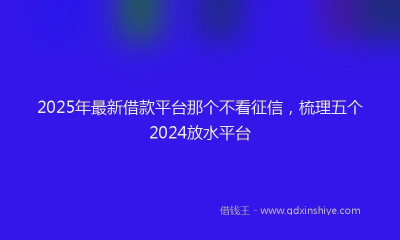 2025年最新借款平台那个不看征信，梳理五个2024放水平台