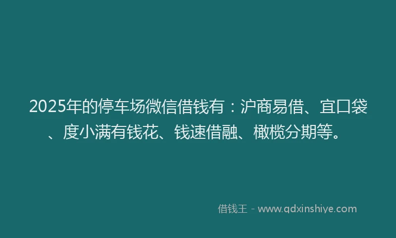 2025年的停车场微信借钱有：沪商易借、宜口袋、度小满有钱花、钱速借融、橄榄分期等。