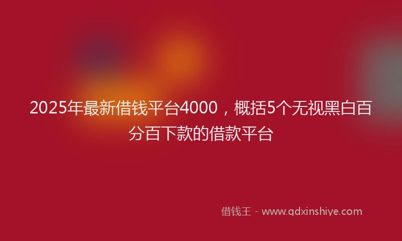 2025年最新借钱平台4000，概括5个无视黑白百分百下款的借款平台