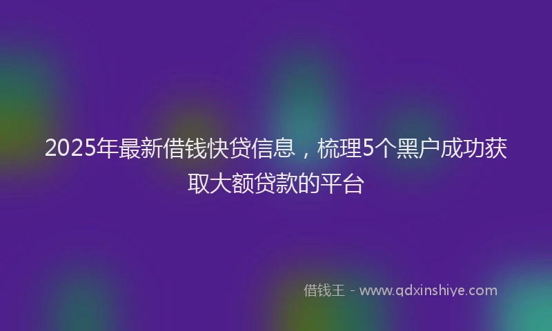 2025年最新借钱快贷信息，梳理5个黑户成功获取大额贷款的平台
