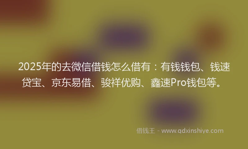 2025年的去微信借钱怎么借有：有钱钱包、钱速贷宝、京东易借、骏祥优购、鑫速Pro钱包等。