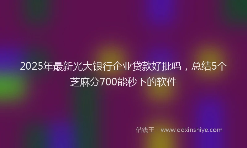 2025年最新光大银行企业贷款好批吗，总结5个芝麻分700能秒下的软件