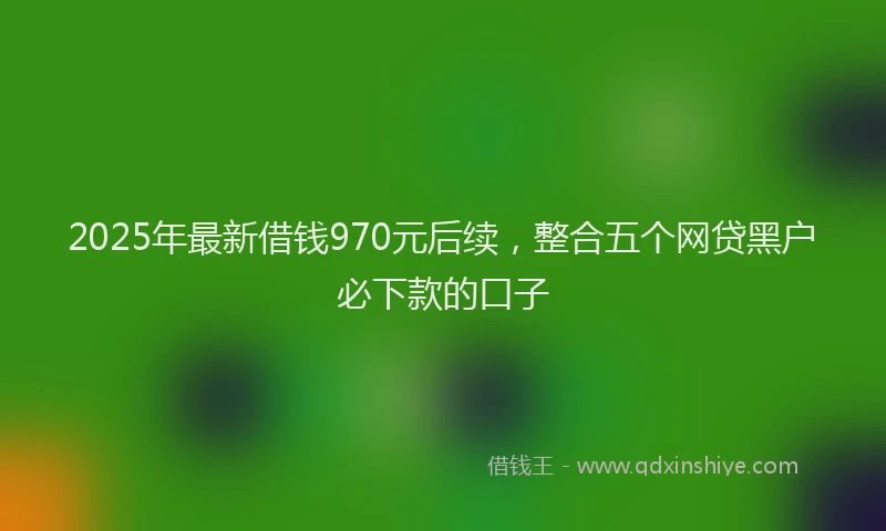 2025年最新借钱970元后续，整合五个网贷黑户必下款的口子