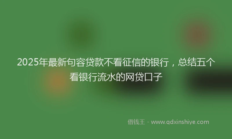 2025年最新句容贷款不看征信的银行，总结五个看银行流水的网贷口子