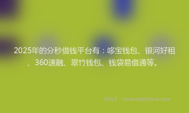2025年的分秒借钱平台有：哆宝钱包、银河好租、360速融、翠竹钱包、钱袋易借通等。