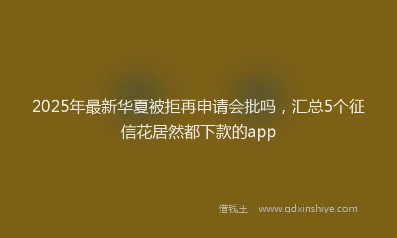 2025年最新华夏被拒再申请会批吗，汇总5个征信花居然都下款的app