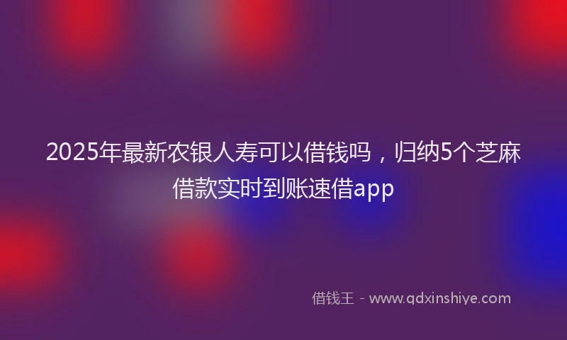 2025年最新农银人寿可以借钱吗，归纳5个芝麻借款实时到账速借app