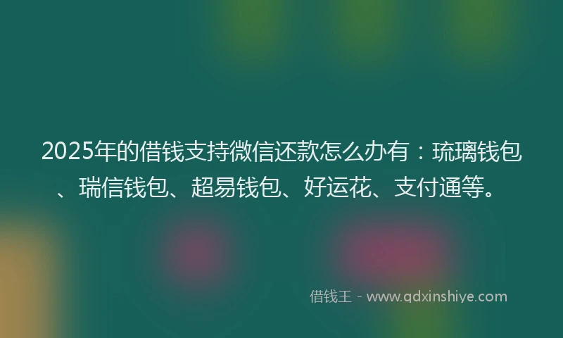 2025年的借钱支持微信还款怎么办有：琉璃钱包、瑞信钱包、超易钱包、好运花、支付通等。