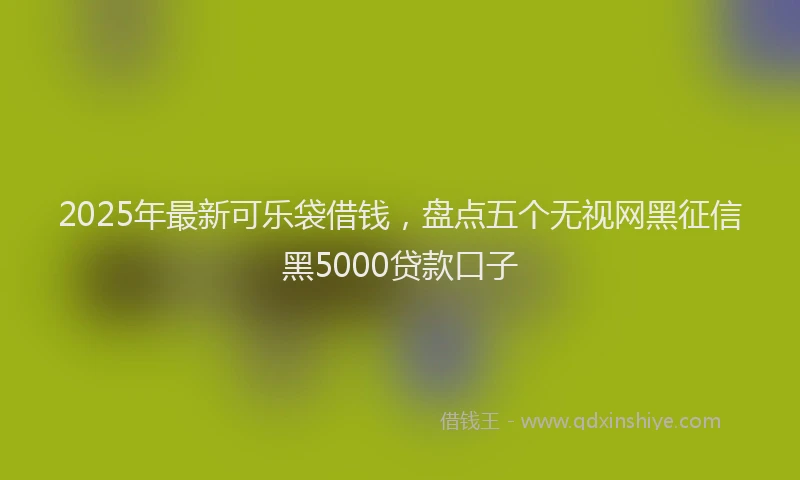 2025年最新可乐袋借钱，盘点五个无视网黑征信黑5000贷款口子