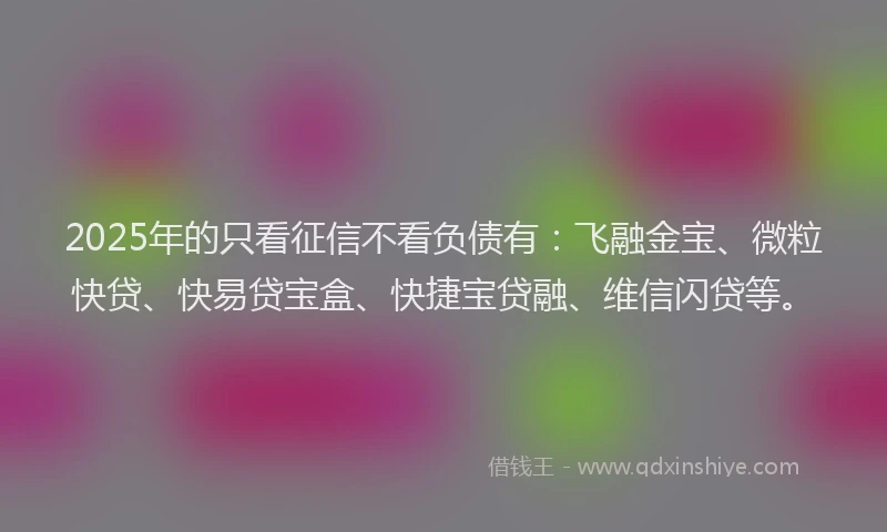 2025年的只看征信不看负债有：飞融金宝、微粒快贷、快易贷宝盒、快捷宝贷融、维信闪贷等。