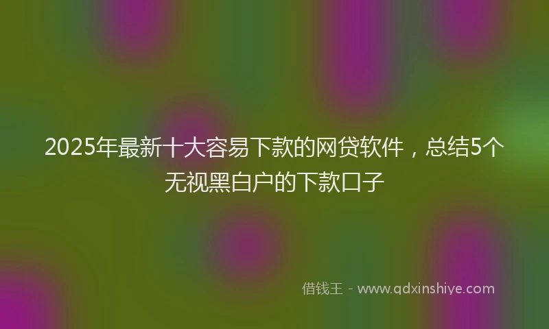 2025年最新十大容易下款的网贷软件，总结5个无视黑白户的下款口子