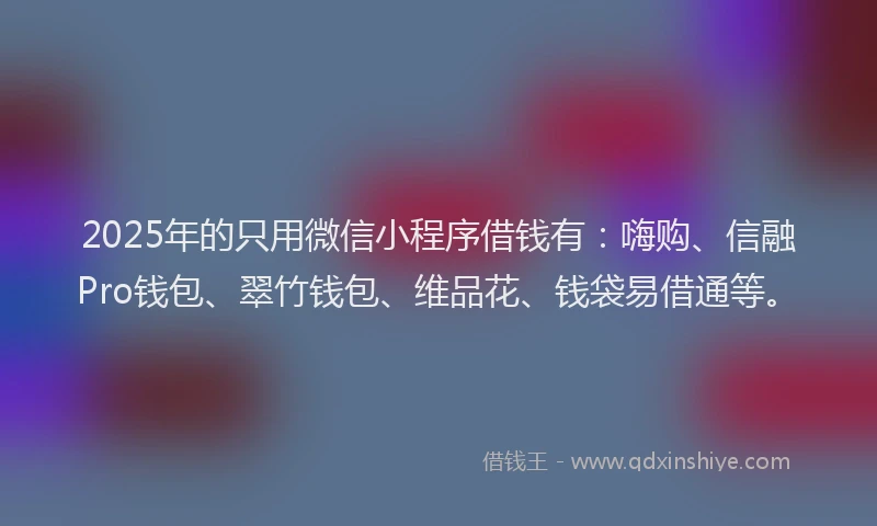 2025年的只用微信小程序借钱有：嗨购、信融Pro钱包、翠竹钱包、维品花、钱袋易借通等。