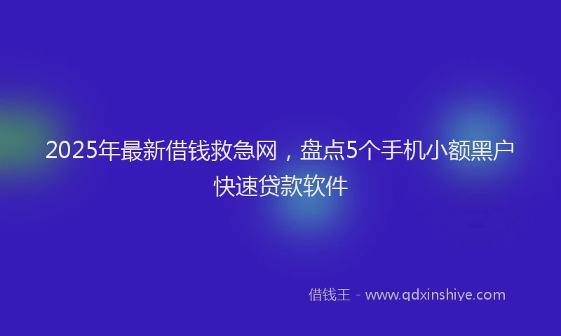 2025年最新借钱救急网，盘点5个手机小额黑户快速贷款软件