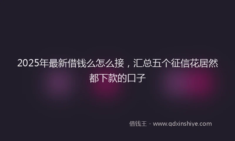 2025年最新借钱么怎么接，汇总五个征信花居然都下款的口子