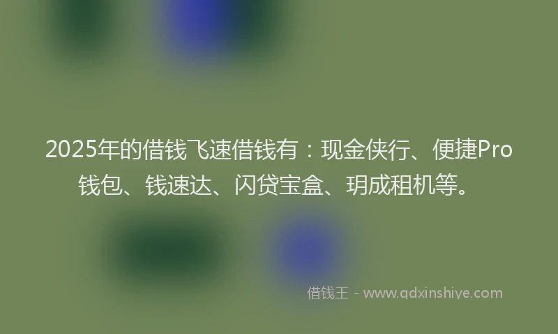 2025年的借钱飞速借钱有：现金侠行、便捷Pro钱包、钱速达、闪贷宝盒、玥成租机等。