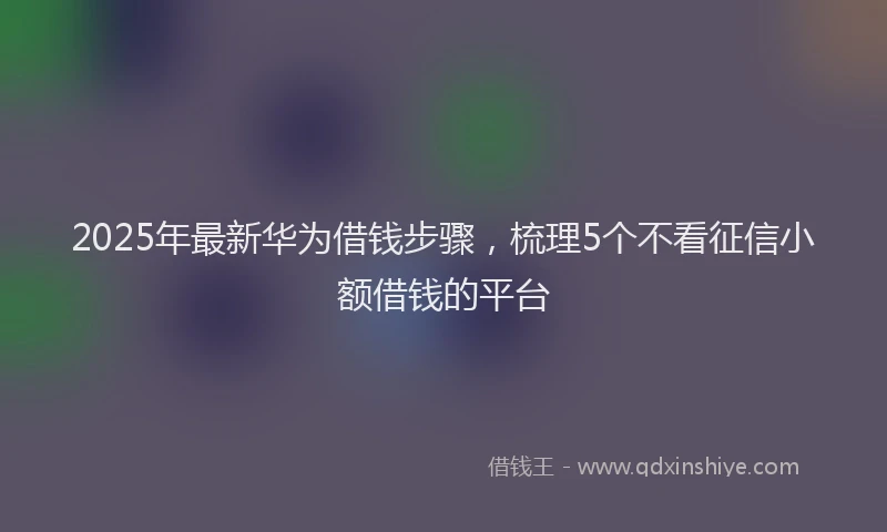 2025年最新华为借钱步骤，梳理5个不看征信小额借钱的平台