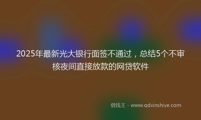 2025年最新光大银行面签不通过，总结5个不审核夜间直接放款的网贷软件