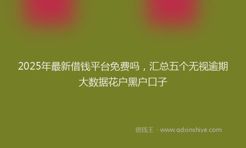 2025年最新借钱平台免费吗，汇总五个无视逾期大数据花户黑户口子